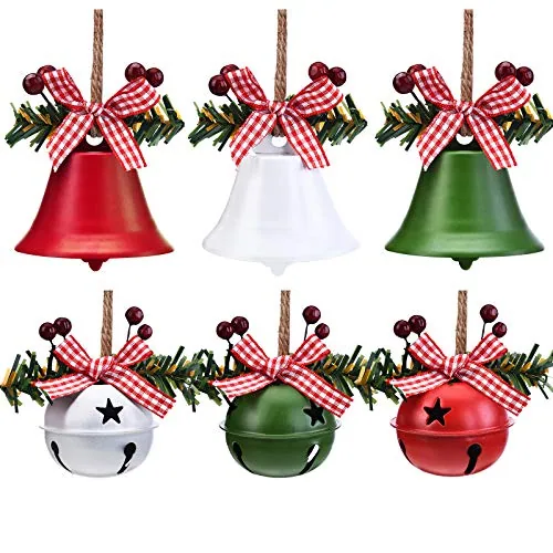 6 Pcs Christmas Bell Ornaments 2026 Tree Hanging Decor