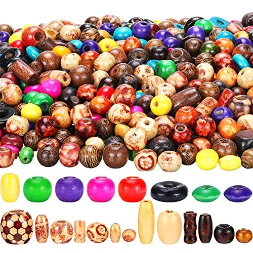 1300 Pcs Colored Wooden Beads for Crafts Jewelry Making