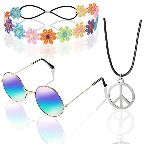 70s Hippie Accessories Peace Sign Necklace Headband