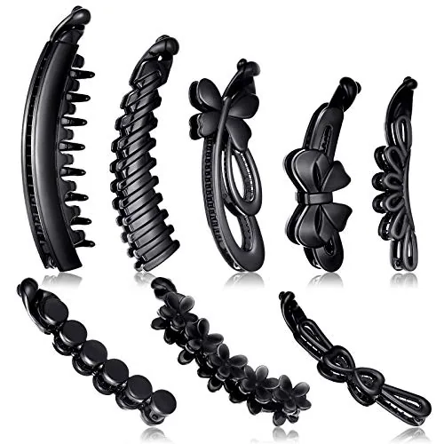 8 Pieces Banana Clip Hair Clincher Hair Comb Claw Classic Ponytail Holder