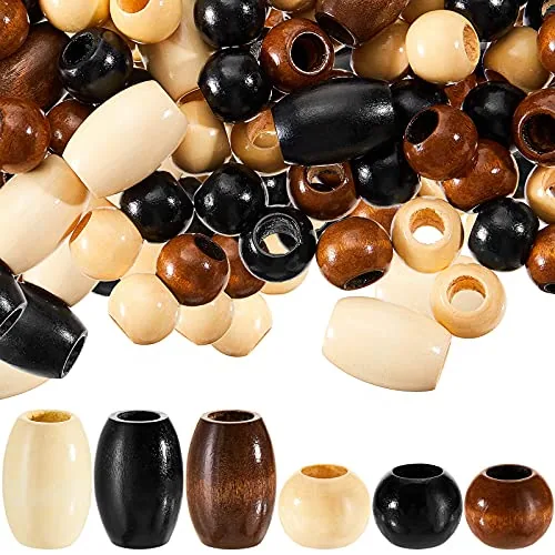 130 Pcs Macrame Wooden Beads 10mm Hole